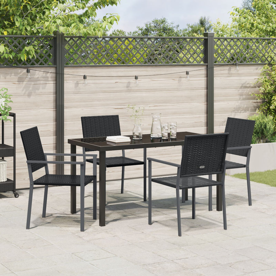 Set Van 3 Zwart Pe Riet En Gepoedercoat Staal 54X62.5X89 Cm