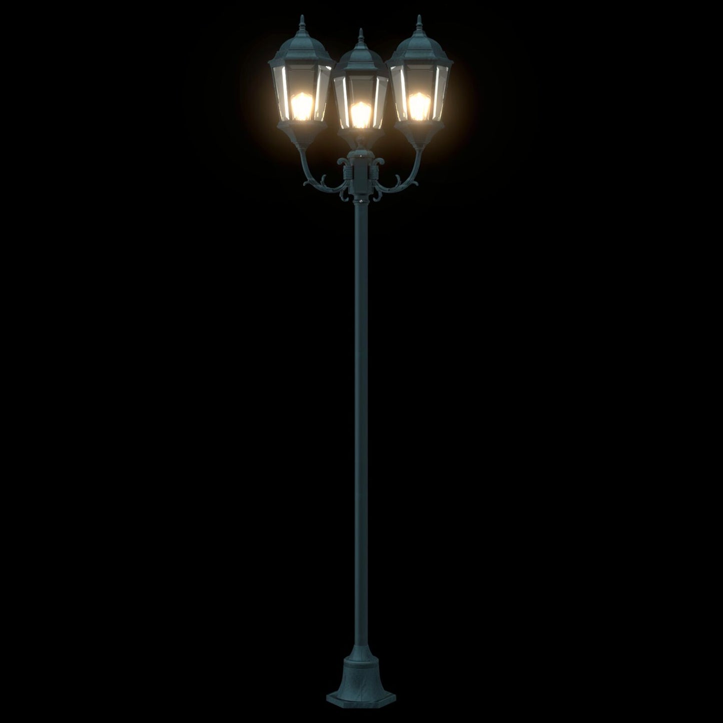 Tuinlampenpaal 3-Lamp E27 Groen 220 Cm Aluminium Donkergroen