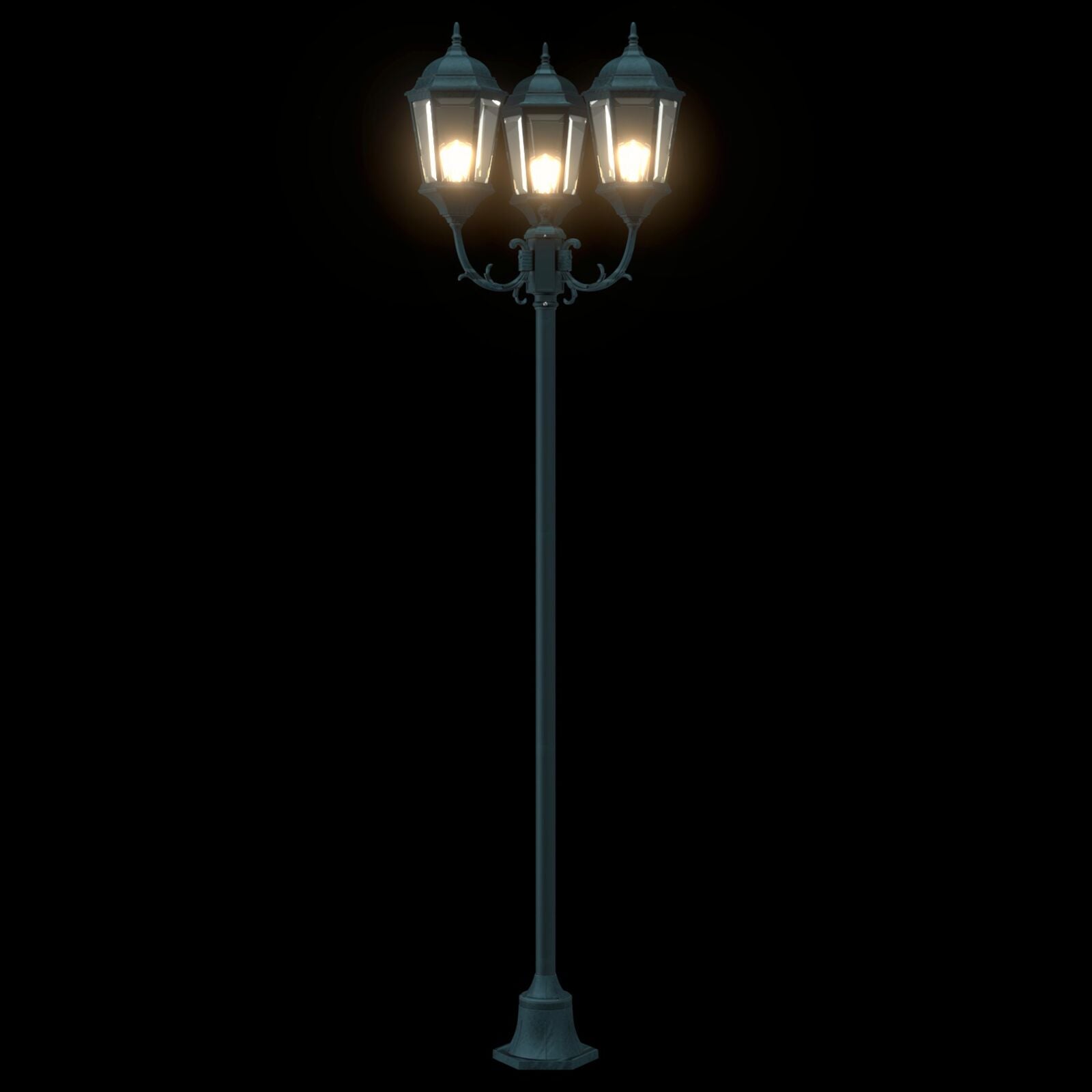 Tuinlampenpaal 3-Lamp E27 Groen 220 Cm Aluminium Donkergroen