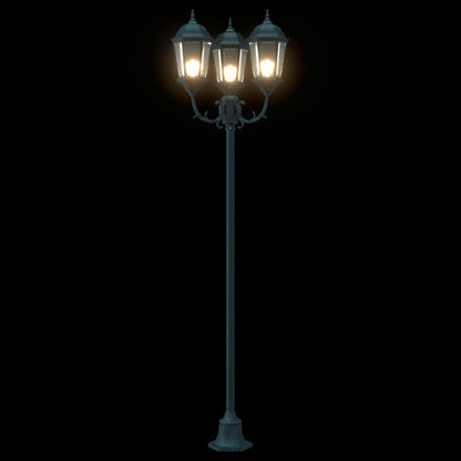 Tuinlampenpaal 3-Lamp E27 Groen 220 Cm Aluminium Donkergroen