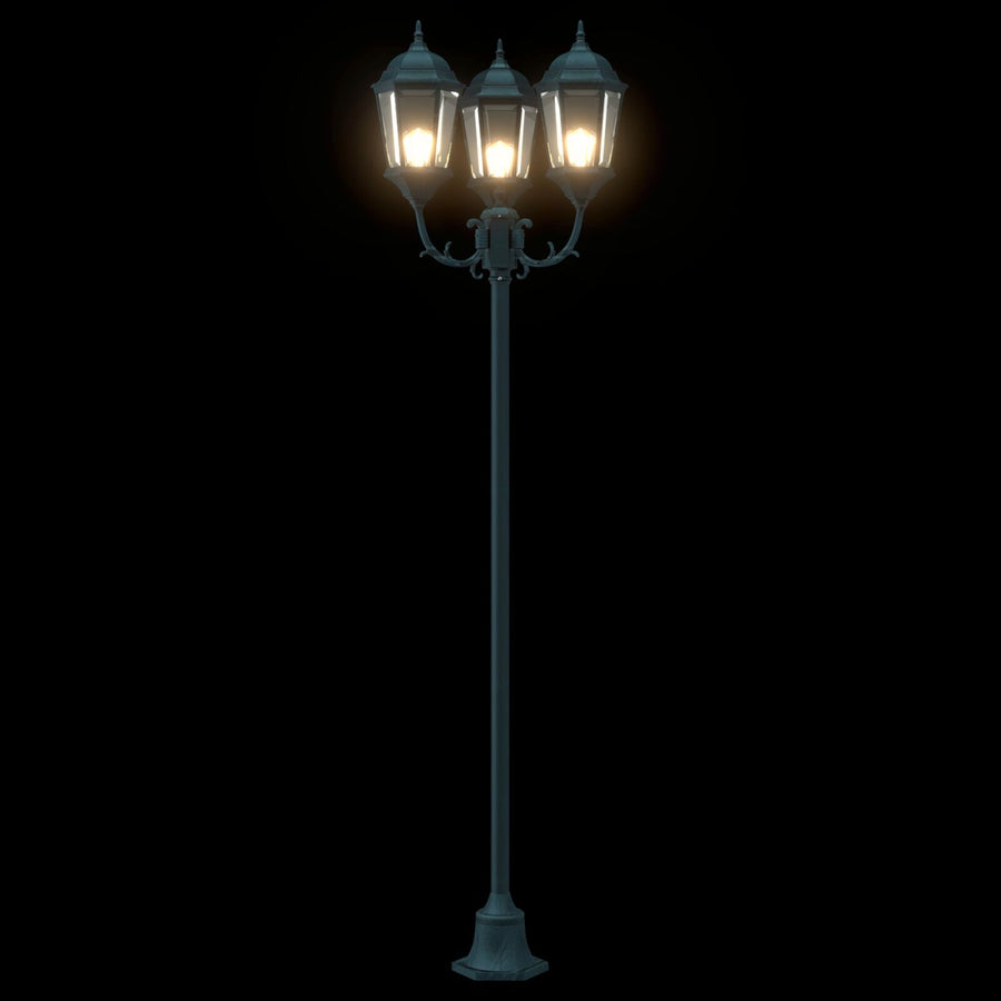 Tuinlampenpaal 3-Lamp E27 Groen 220 Cm Aluminium Donkergroen