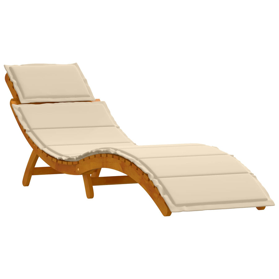 Zonnenbedden Met Kussens 2 Stuks Massief Acaciahout Beige