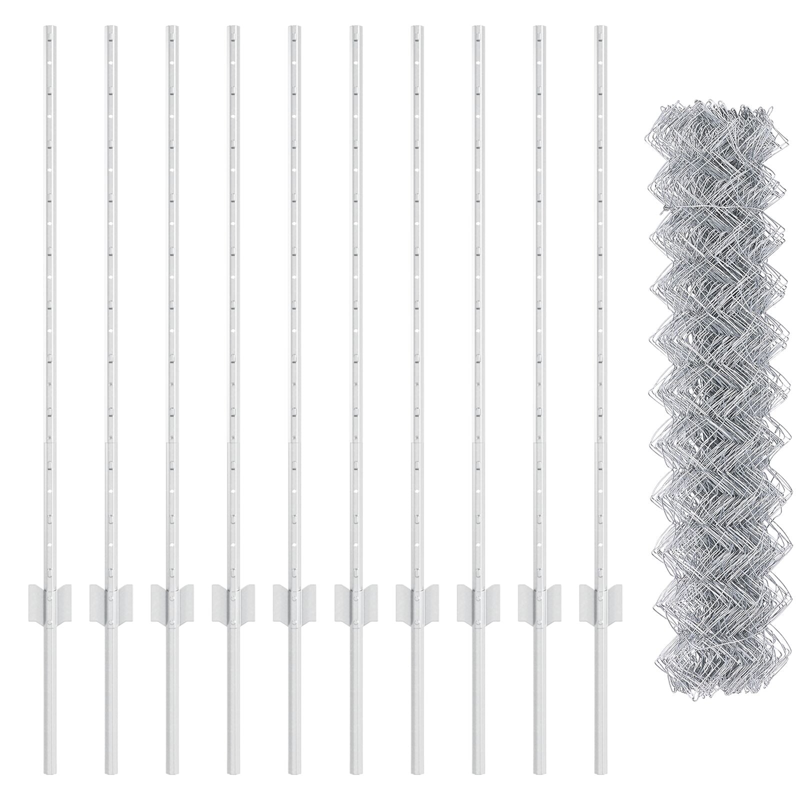 Kettinglink Omheining Met 20 U-Posts Zilver 1X10 M Staal