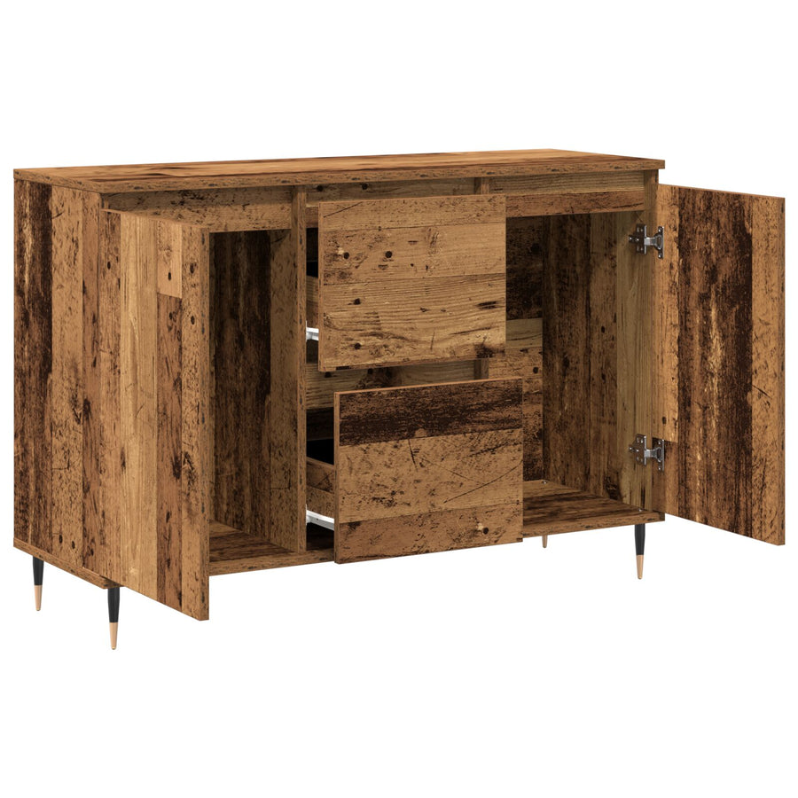 Dressoir Met Deuren & Lades Oud Hout 101,5X35X70 Cm