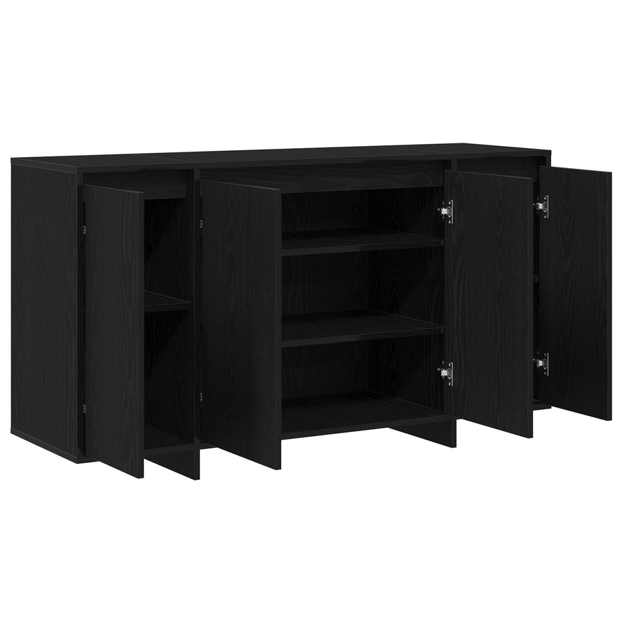 Zwart Eiken Dressoir Zwart Eiken Houtfineer 135 X 41 X 75 Cm