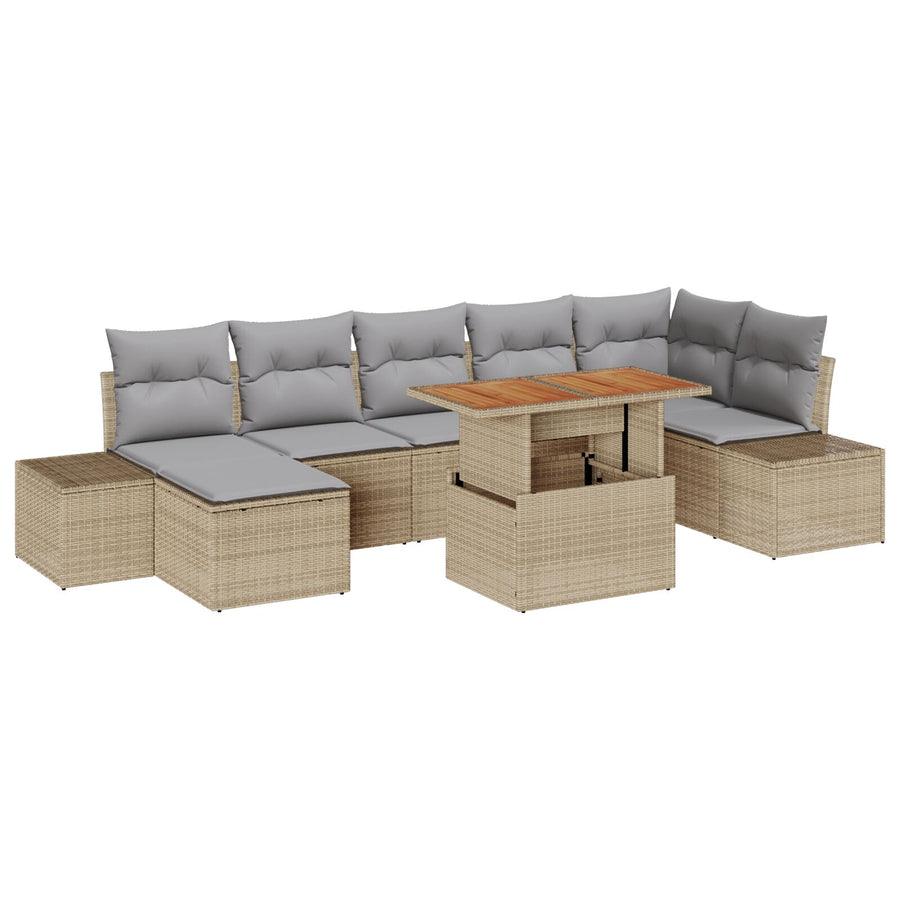 8-Delige Tuin Sofa Set Met Kussens Beige Poly Rattan