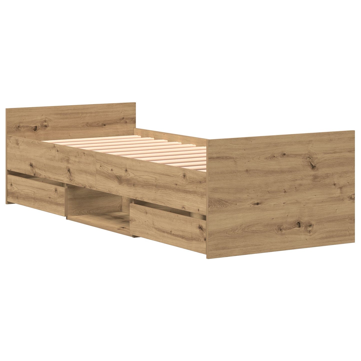Bedframe Zonder Matras Artisan Eiken 75X190 Cm Bewerkt Hout