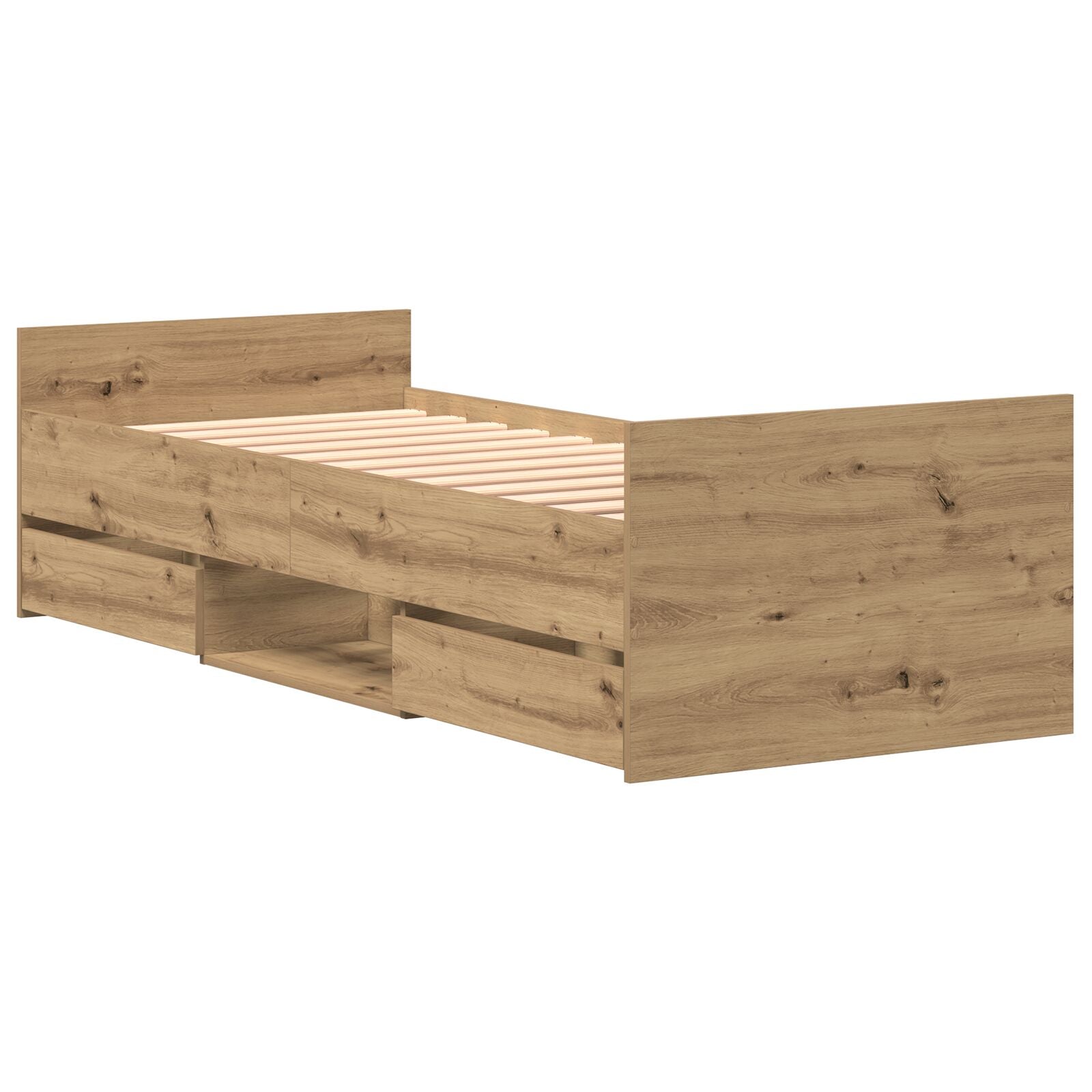 Bedframe Zonder Matras Artisan Eiken 75X190 Cm Bewerkt Hout