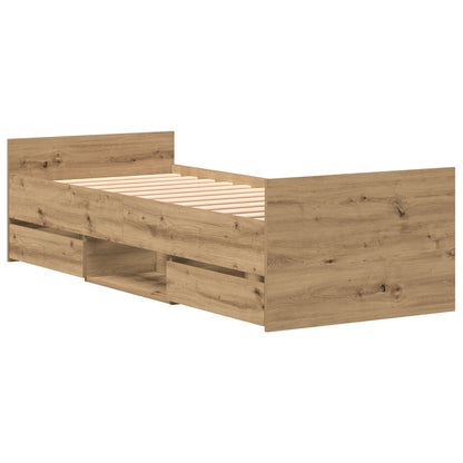 Bedframe Zonder Matras Artisan Eiken 75X190 Cm Bewerkt Hout