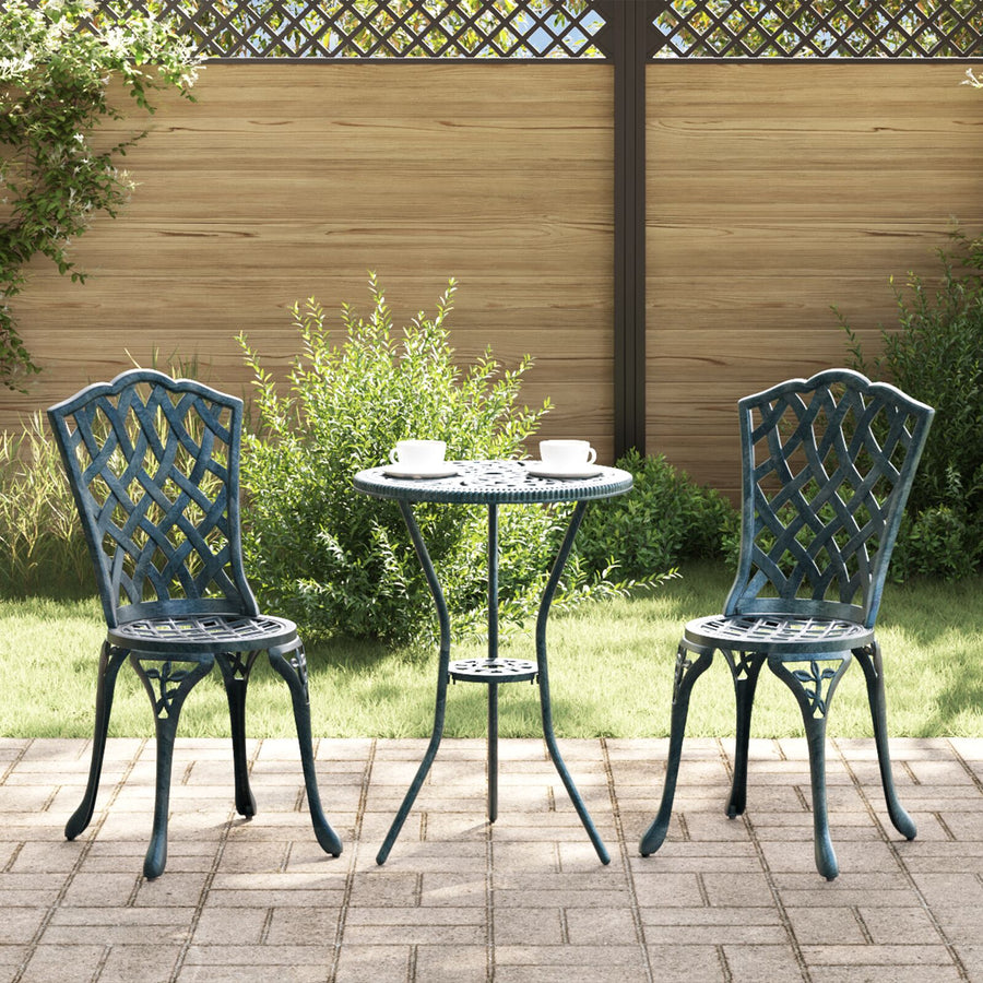3-Delige Tuin Bistro Set E Gietaluminium Groen