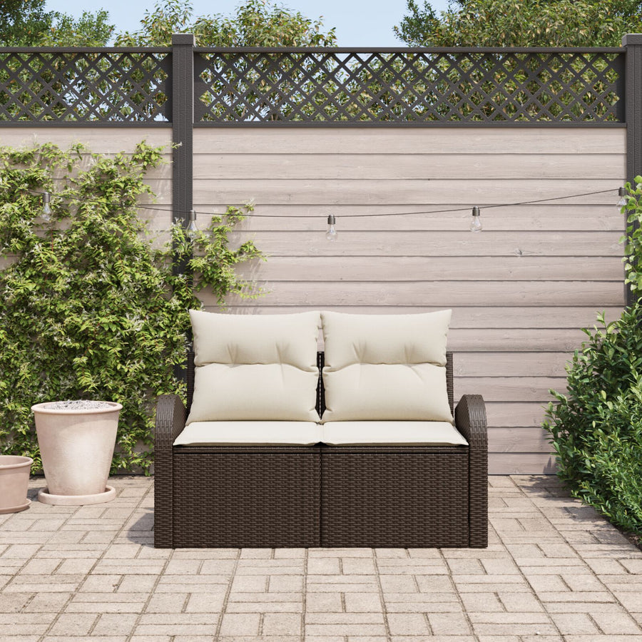 2-Zits Tuin Sofa Met Kussens Poly Rattan Bruin en crème geen opslag