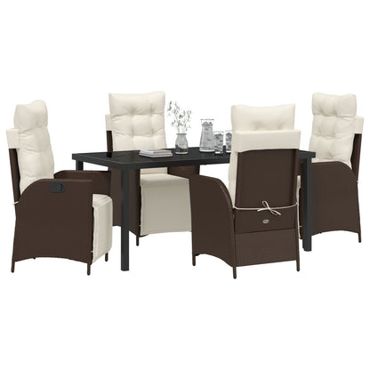 5-Delige Tuin Eetset Bruin Poly Rattan