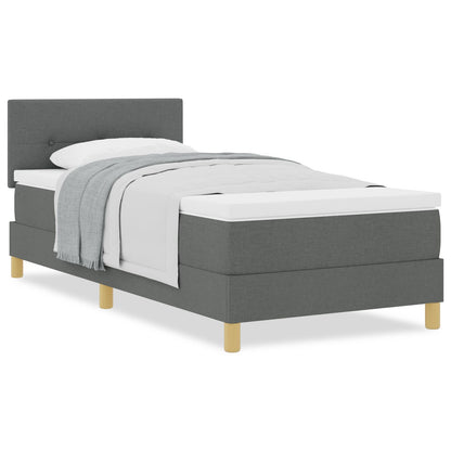 Boxspring Bed Met Matras Stof Donkergrijs 90 x 200 cm Knoop-tufted