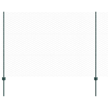 Hekpalen 11 Stuks U-Channel Groen 150 Cm Staal,  Hexagonaal Hek Groen 1.5X50 M Staal