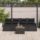 Garden sofa set with cushions 5 pcs Black poly rattan