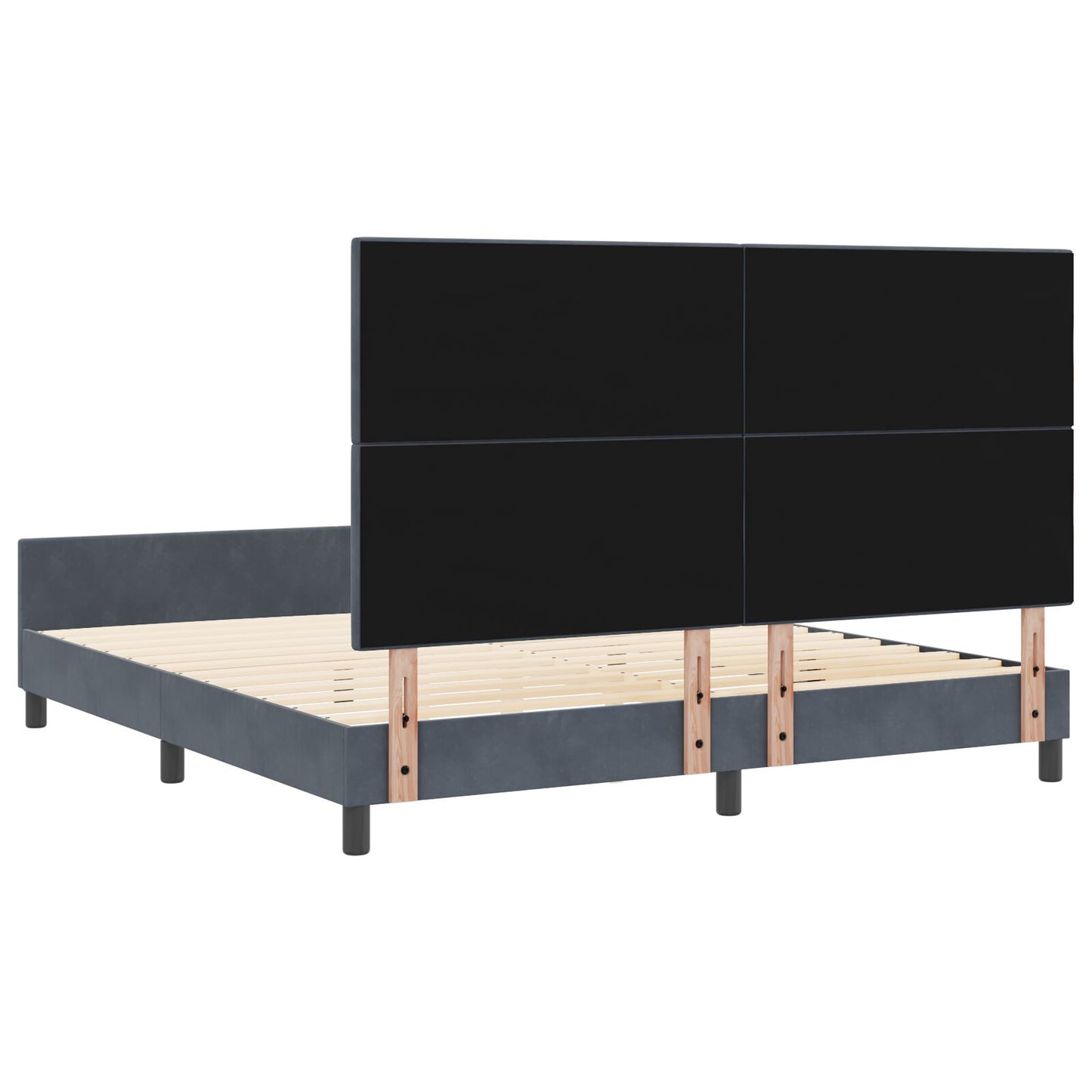 Bedframe Donkergrijs 180X200 Cm Fluweel Crème