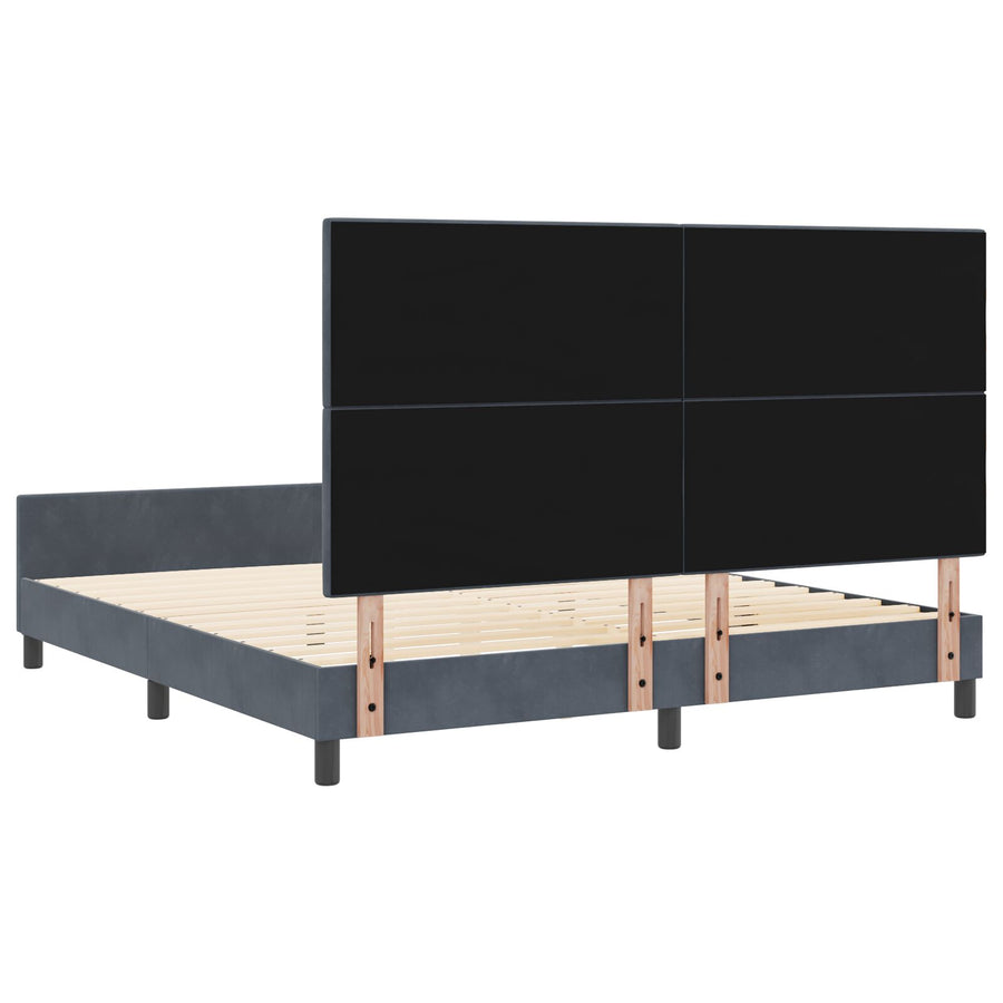Bedframe Donkergrijs 180X200 Cm Fluweel Crème