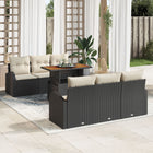 Garden Sofa Set with Cushions 7 pcs Black and Cream
