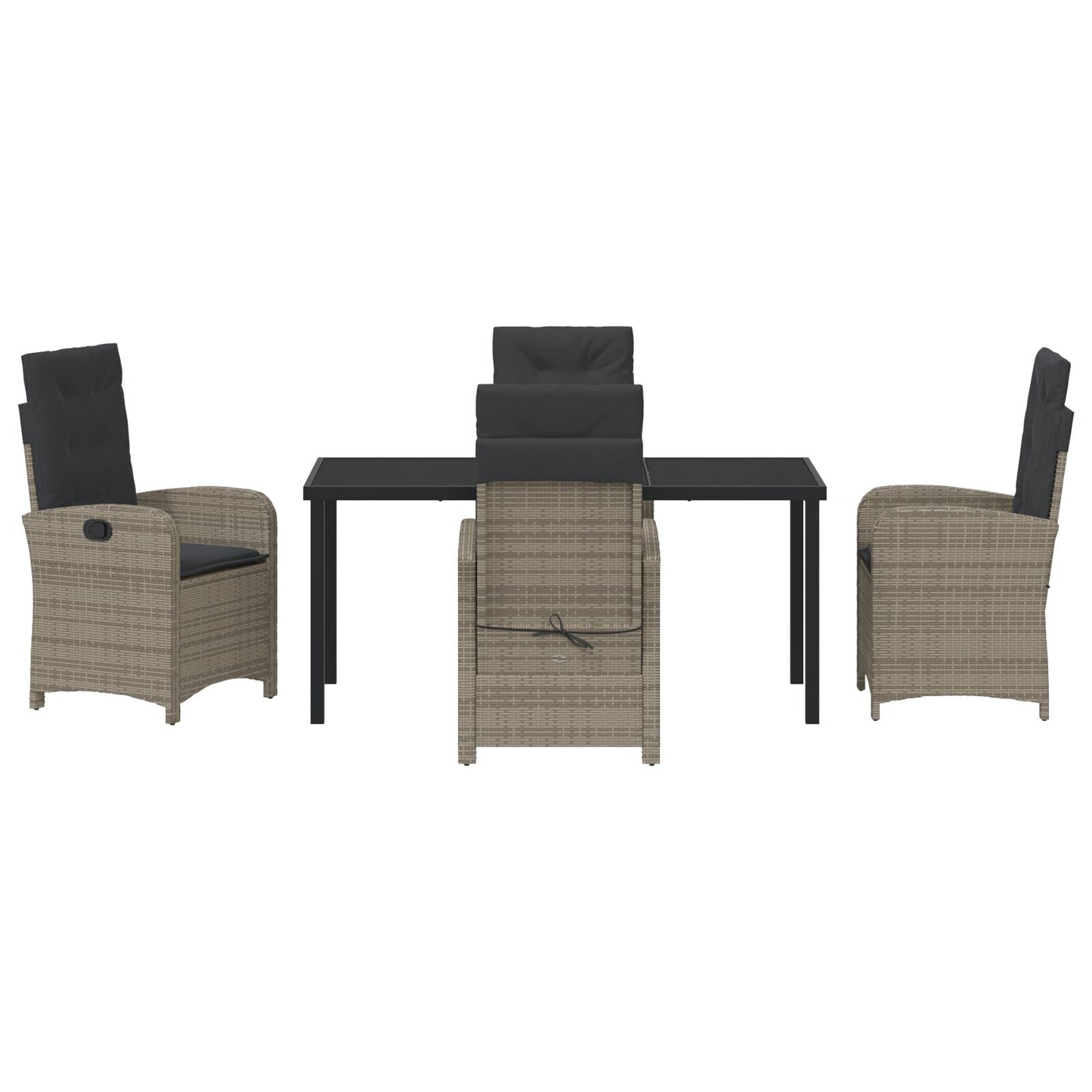 5-Delig Tuin Eetset Met Kussens Grijs Poly Rattan