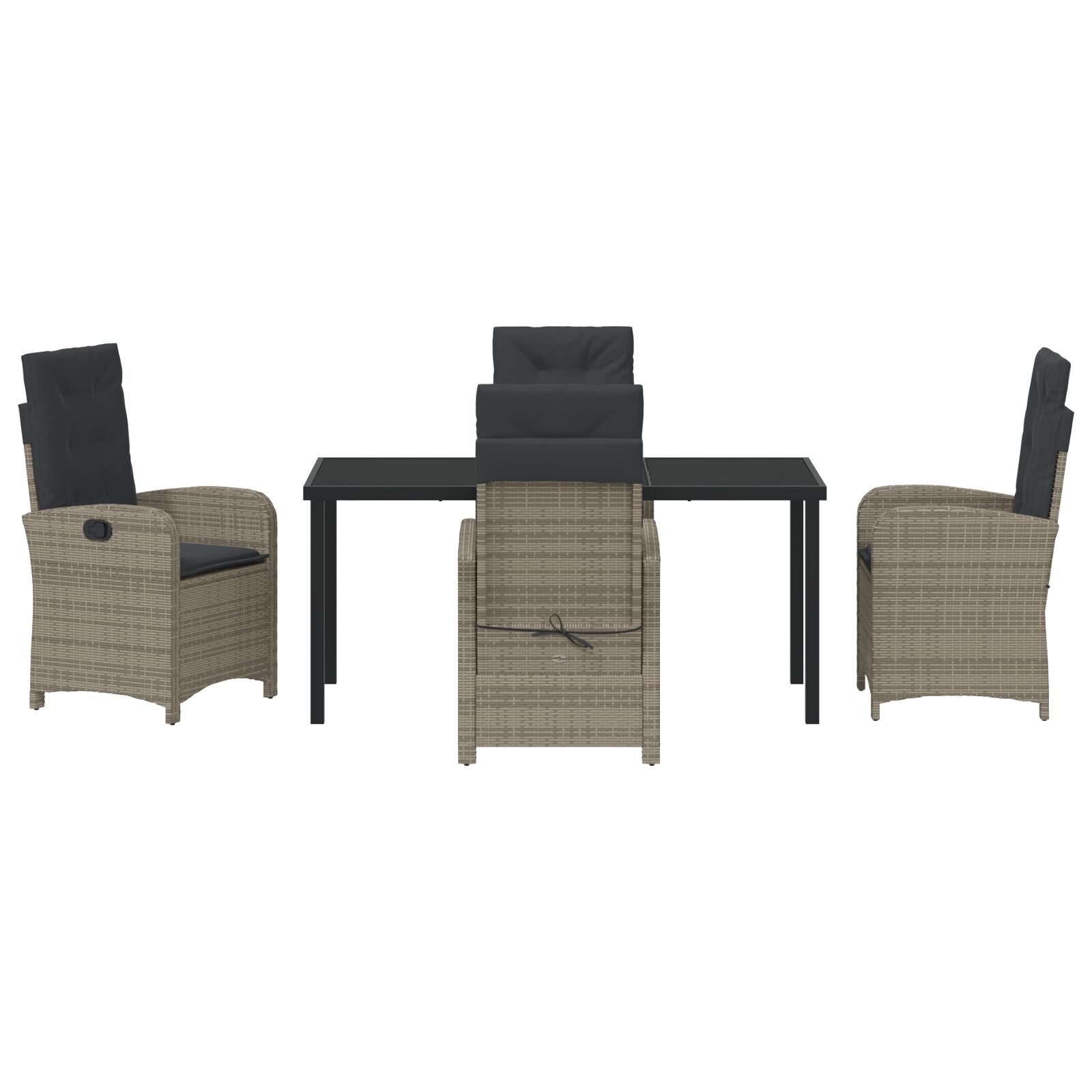 5-Delig Tuin Eetset Met Kussens Grijs Poly Rattan