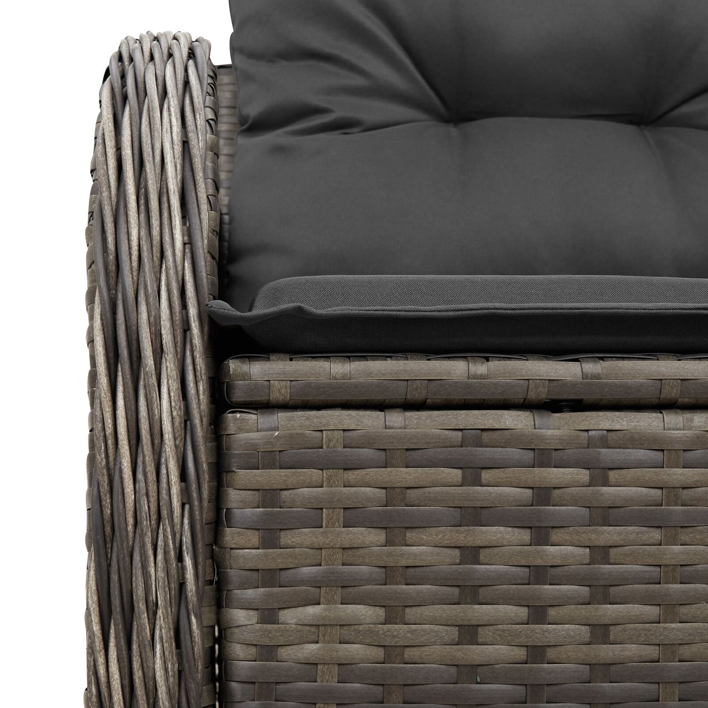 2-Zits Tuinbank Met Kussens Poly Rattan Grijs zonder opbergruimte