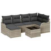 Loungeset 7-delig poly rattan lichtgrijs