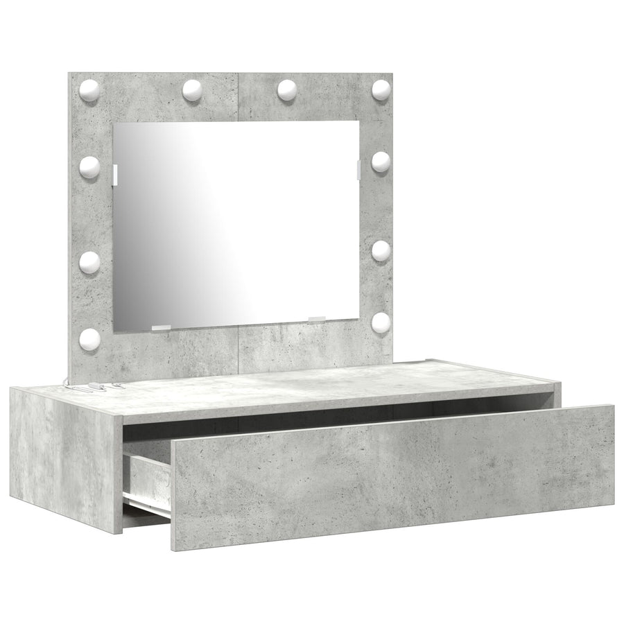 Wandgemonteerde Kaptafel Lichten 83 x 40 x 70 cm Betonnen grijs met LED