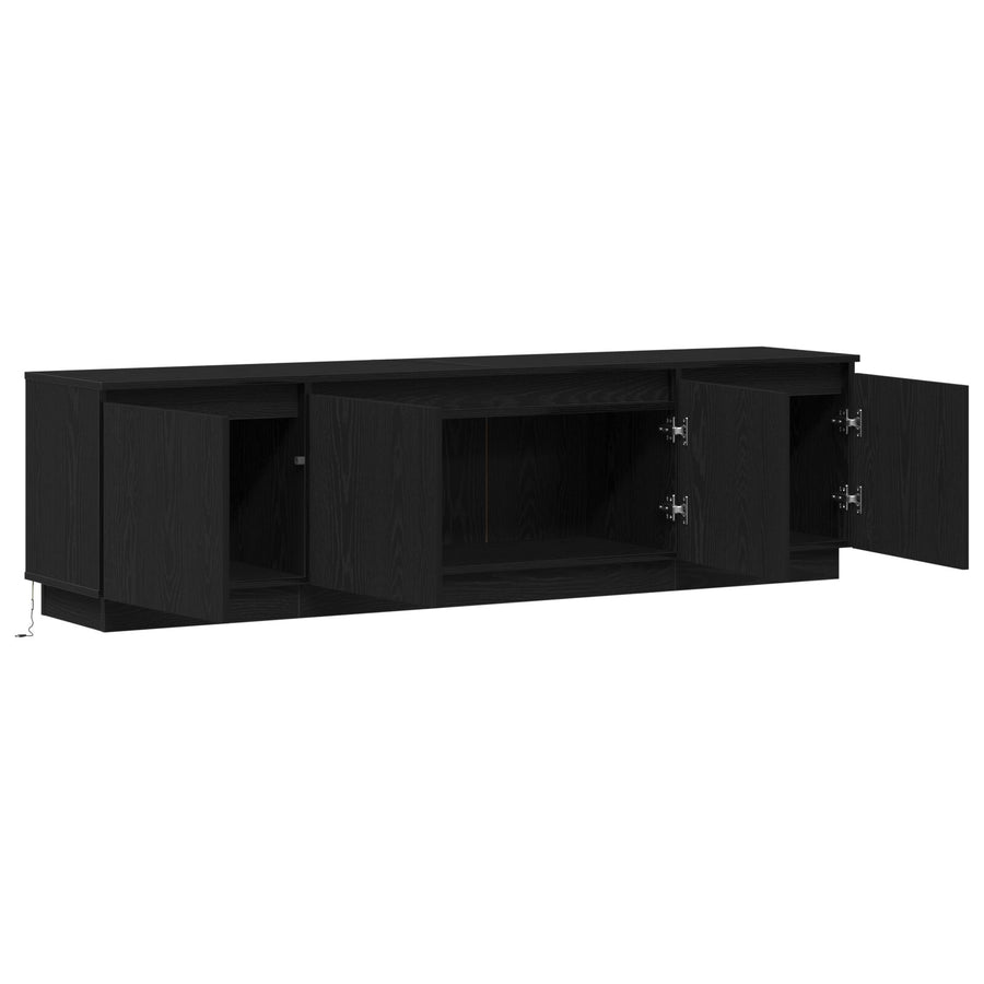 Tv-Kast Met Led 180X38X49 Cm Gelaagd Hout Zwart eiken