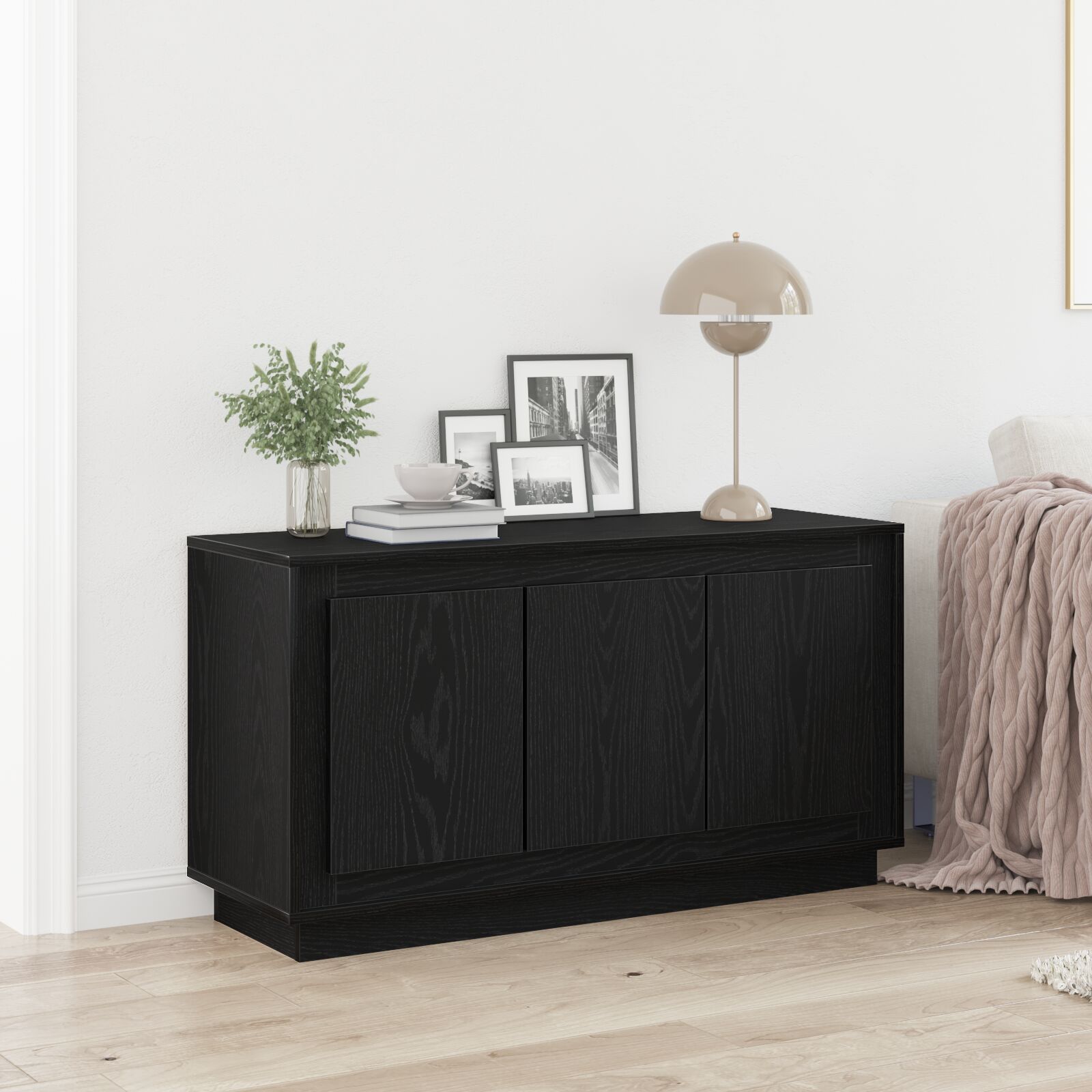 Sideboard Zwart Eiken 102X35X55 Cm Engineered Wood