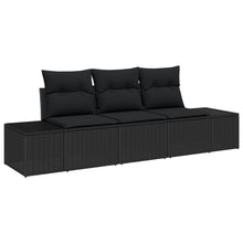 3-Delige Tuin Sofa Set Met Kussens Zwart Poly Rattan