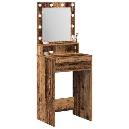 Kaptafel Met Led-Lampen 50 x 41 x 135 cm Oud hout