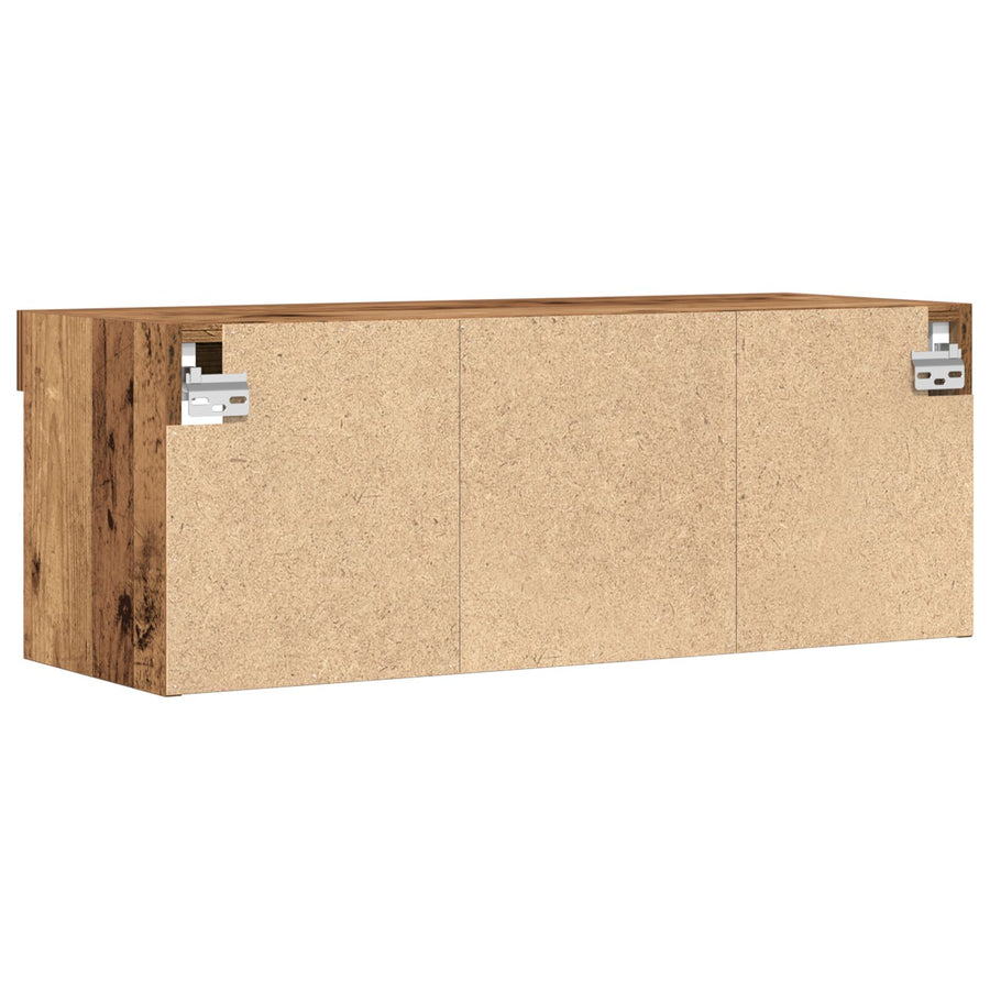 Tv Wandkasten Met Led-Verlichting 2 Stuks Oud Hout Oude Hout
