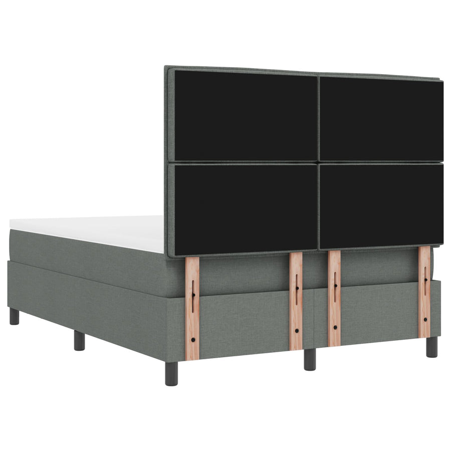 Boxspringbed Met Matras & Bank Stof Donkergrijs 140 x 200 cm Lijnen ontwerp