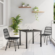 Garden dining set 3 pcs Black Powder-coated steel