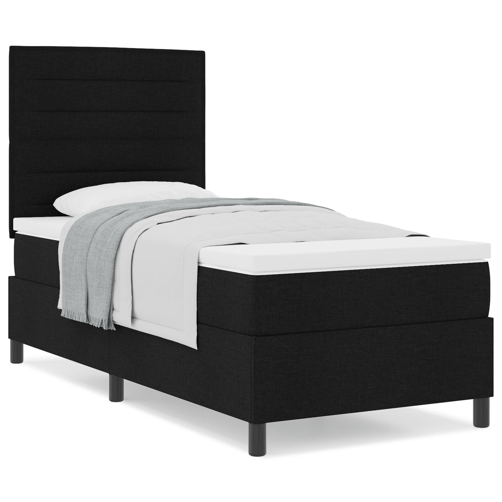 Boxspringbed Met Matras Stof Zwart 90 x 200 cm Lijnen ontwerp
