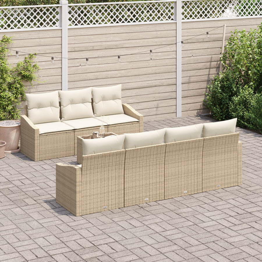 Tuin Sofa Set Set Van 8 Beige Rattan, Polyester Gegalvaniseerd Staal