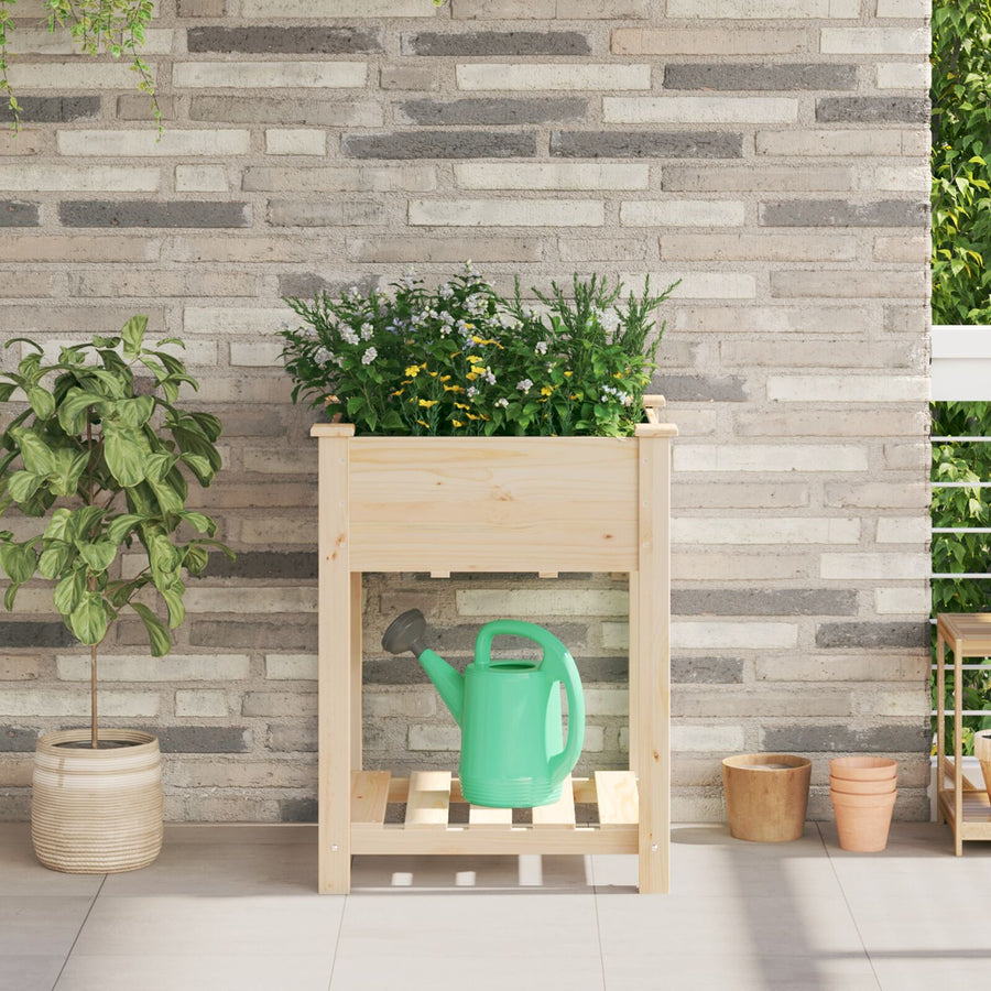 Tuinplanter Met Plank 60X60X76 Cm Massief Vurenhout 60.5 x 60 x 76.5 cm