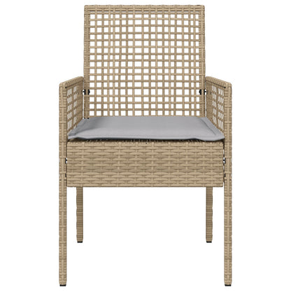 Tuinstoelen 2 Stuks Met Kussens Poly Rattan Gemengd beige en lichtgrijs
