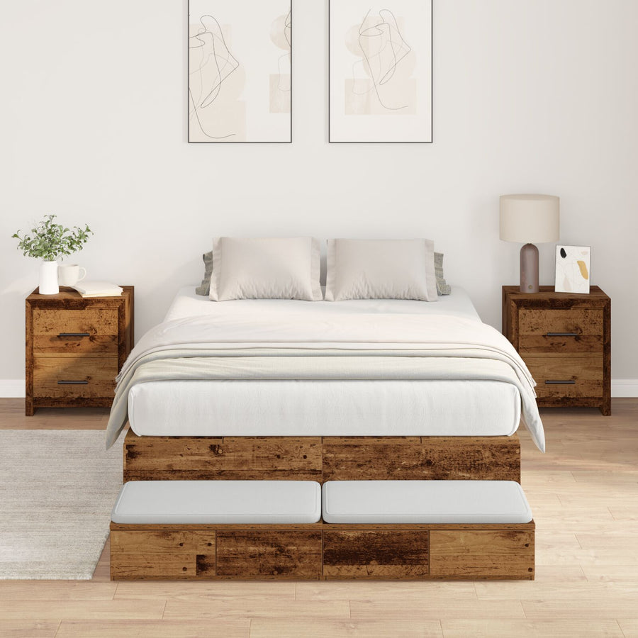 Opslagbedframe Oude Hout Massief Hout 120 X 190 Cm Opslagbedframe Artisanaal Eiken