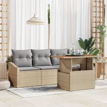 5-Delige Tuindining Set Met Kussens Beige Poly Rattan Acacia