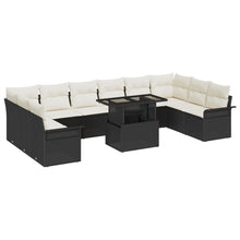 11-Delige Tuin Sofa Set Met Kussens Zwart Poly Rattan