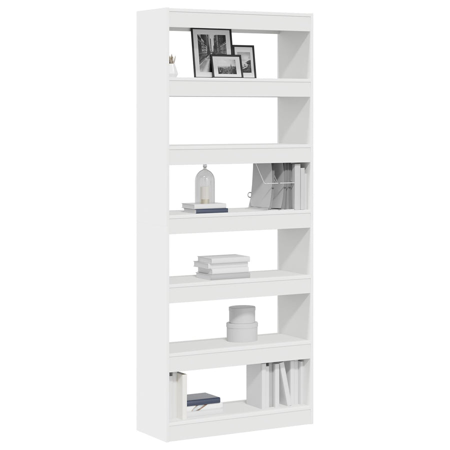 Witte Boekenplank Wit Bewerkt Hout 80 X 30 X 198 Cm Opslag