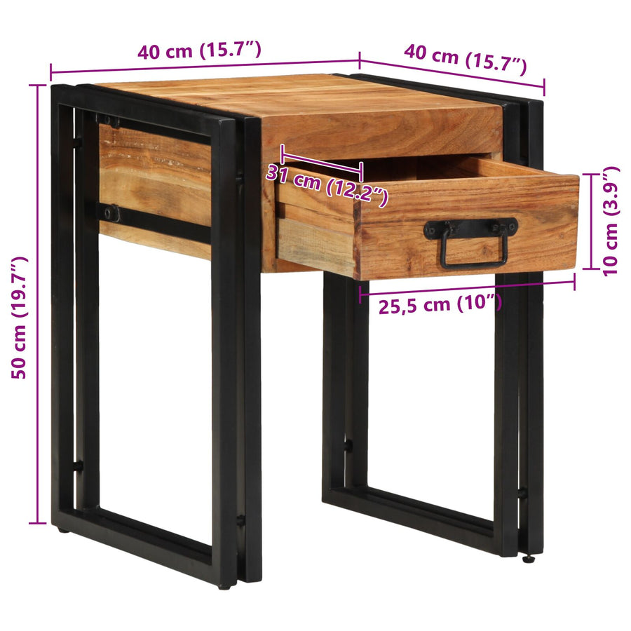 Bijzettafel 40 x 40 x 50 cm Massief acaciahout