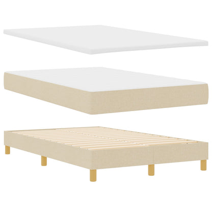 Boxspring Bed Met Matras Stof Crème 120 x 200 cm Lijnen ontwerp