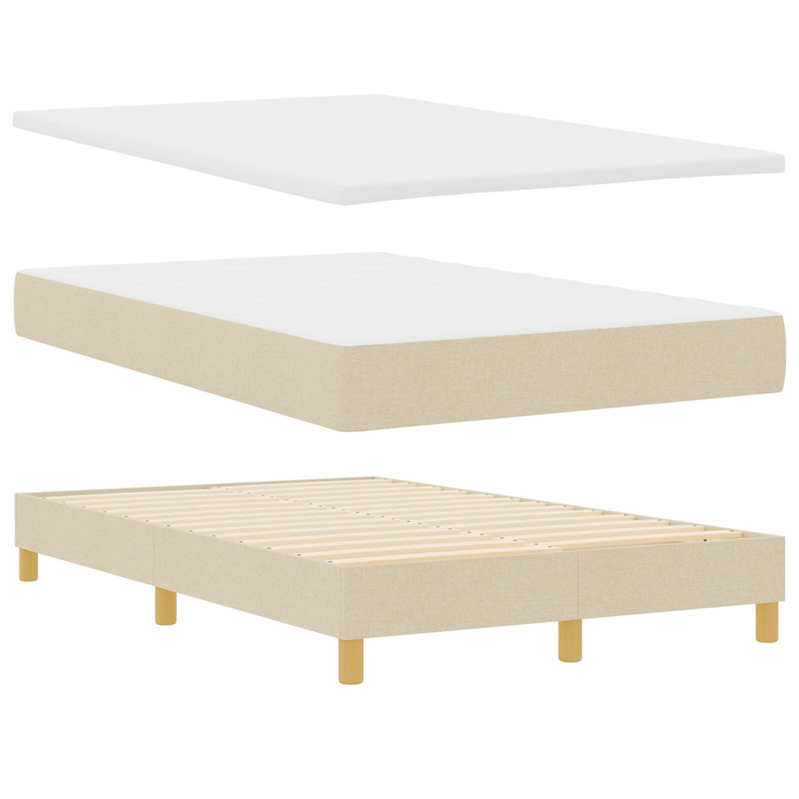 Boxspring Bed Met Matras Stof Crème 120 x 200 cm Lijnen ontwerp