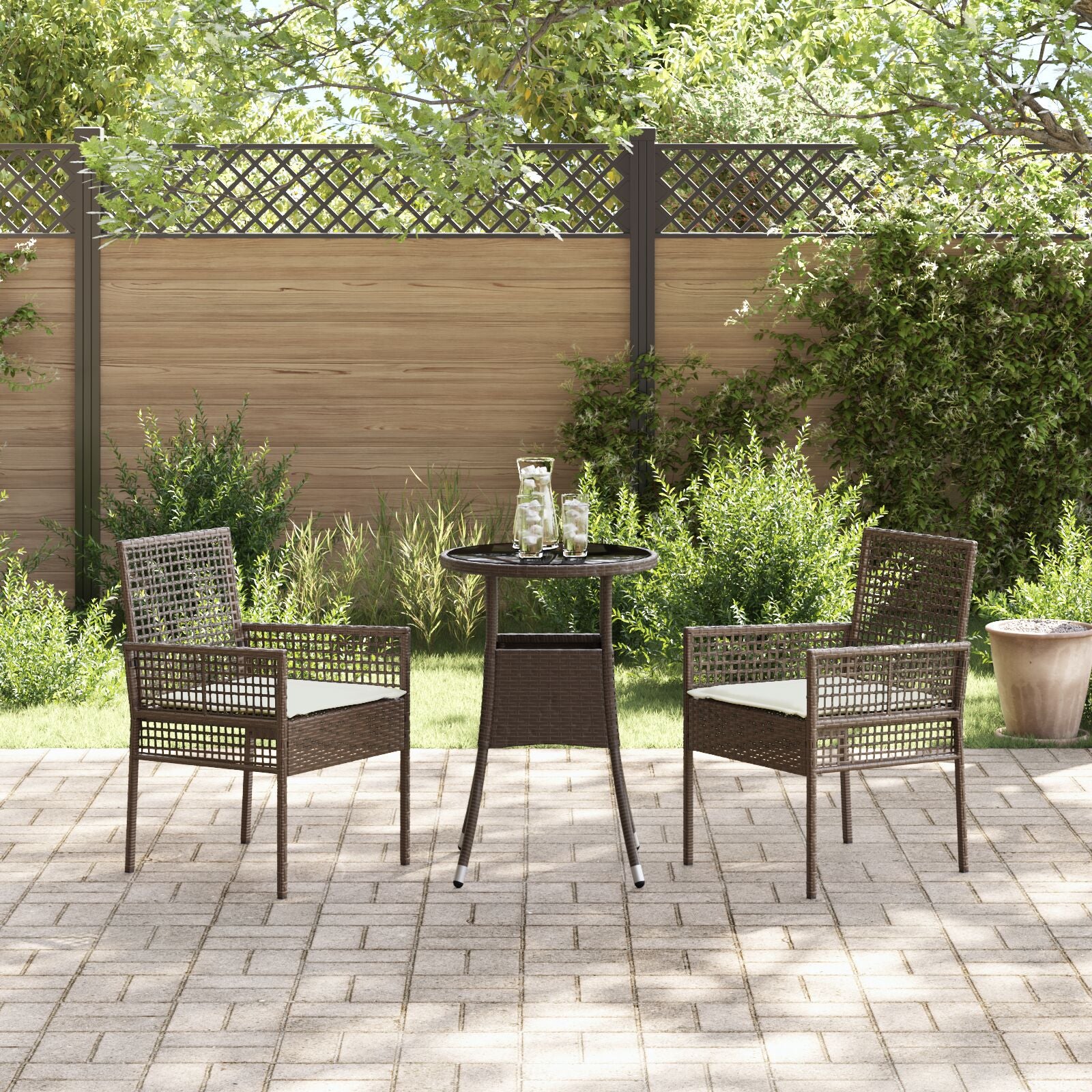 3-Delige Tuin Eettafelset Bruin Poly Rattan