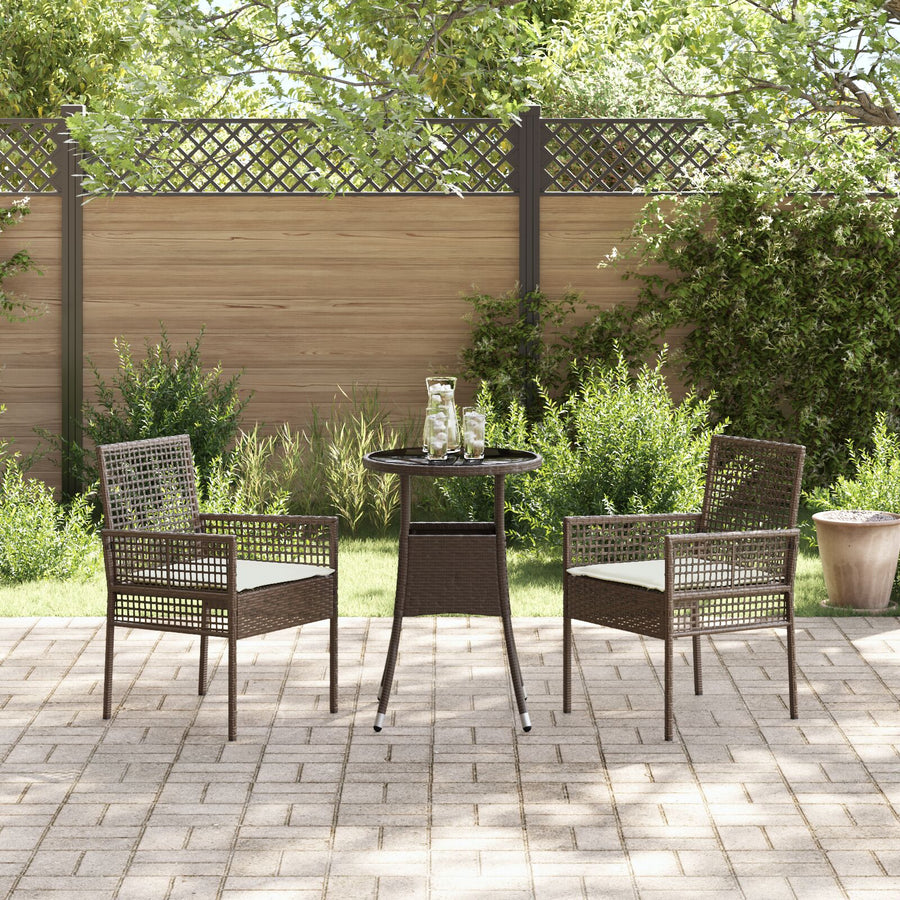 3-Delige Tuin Eettafelset Bruin Poly Rattan