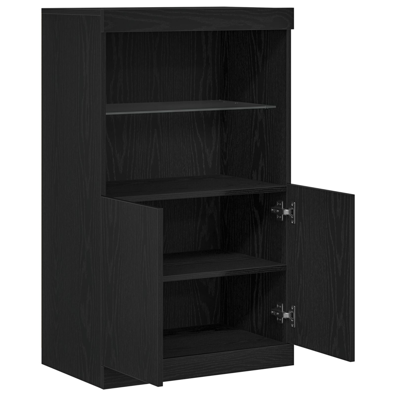 Dressoir Met Led Verlichting Zwart Eik 60X37X100 Cm Zwart eiken