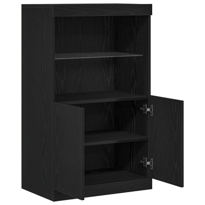 Dressoir Met Led Verlichting Zwart Eik 60X37X100 Cm Zwart eiken