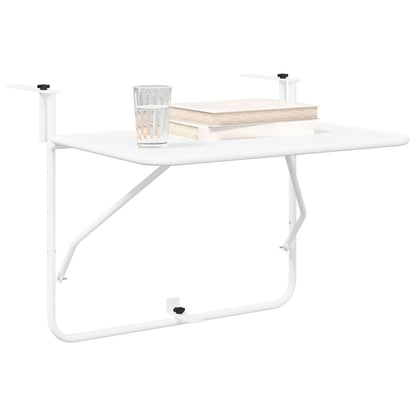 Hangende Balkon Tafel Opvouwbaar 60X40 Cm Staal Wit Lattenontwerp
